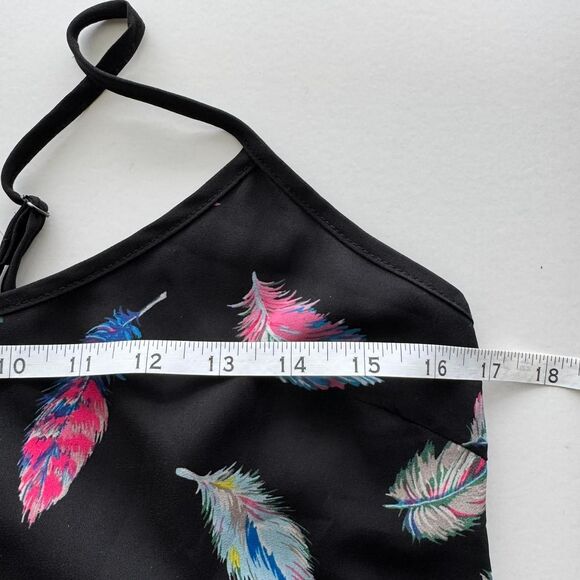 Xhilaration Women's Mini Dress Large Black with Multicolor Feathers Modern Boho - Picture 6 of 6